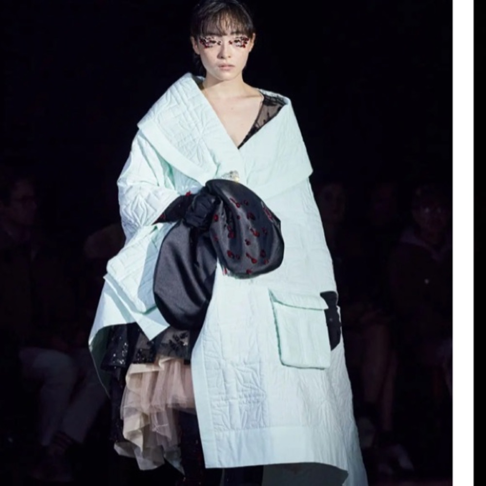 Simone Rocha Mint Quilted Oversized Coat-Style Tote with Black Satin Accent